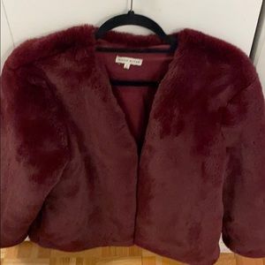 Moon River burgundy faux fur jacket